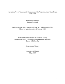 Harvesting Power: Transatlantic Merchants and the Anglo-American Grain Trade, 1795-1890