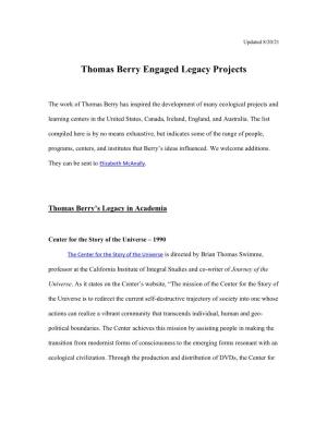 Thomas Berry Engaged Legacy Projects