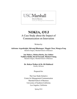 NOKIA, OYJ a Case Study About the Impact of Communication on Innovation