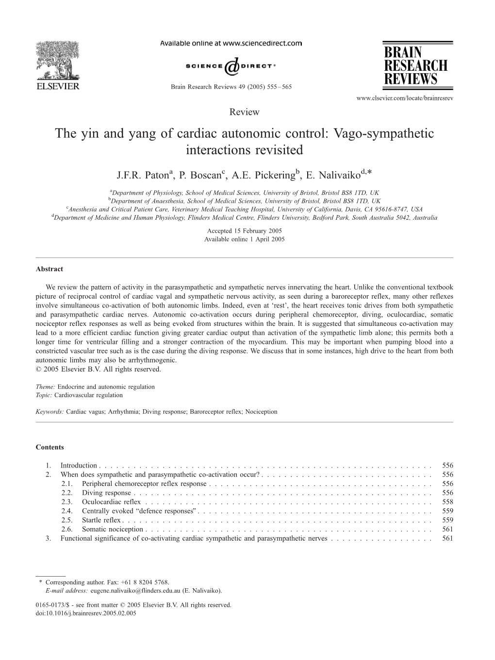 The Yin and Yang of Cardiac Autonomic Control: Vago-Sympathetic Interactions Revisited