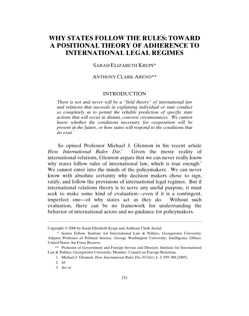 Why States Follow the Rules: Toward a Positional Theory of Adherence to International Legal Regimes