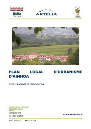 Plan Local D'urbanisme D'ainhoa