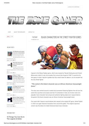 Black Characters in the Street Fighter Series |Thezonegamer