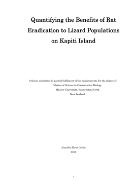 Quantifying the Benefits of Rat Eradication to Lizard Populations on Kapiti Island