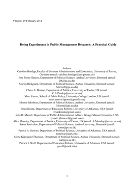 Doing Experiments in Public Management Research: a Practical Guide