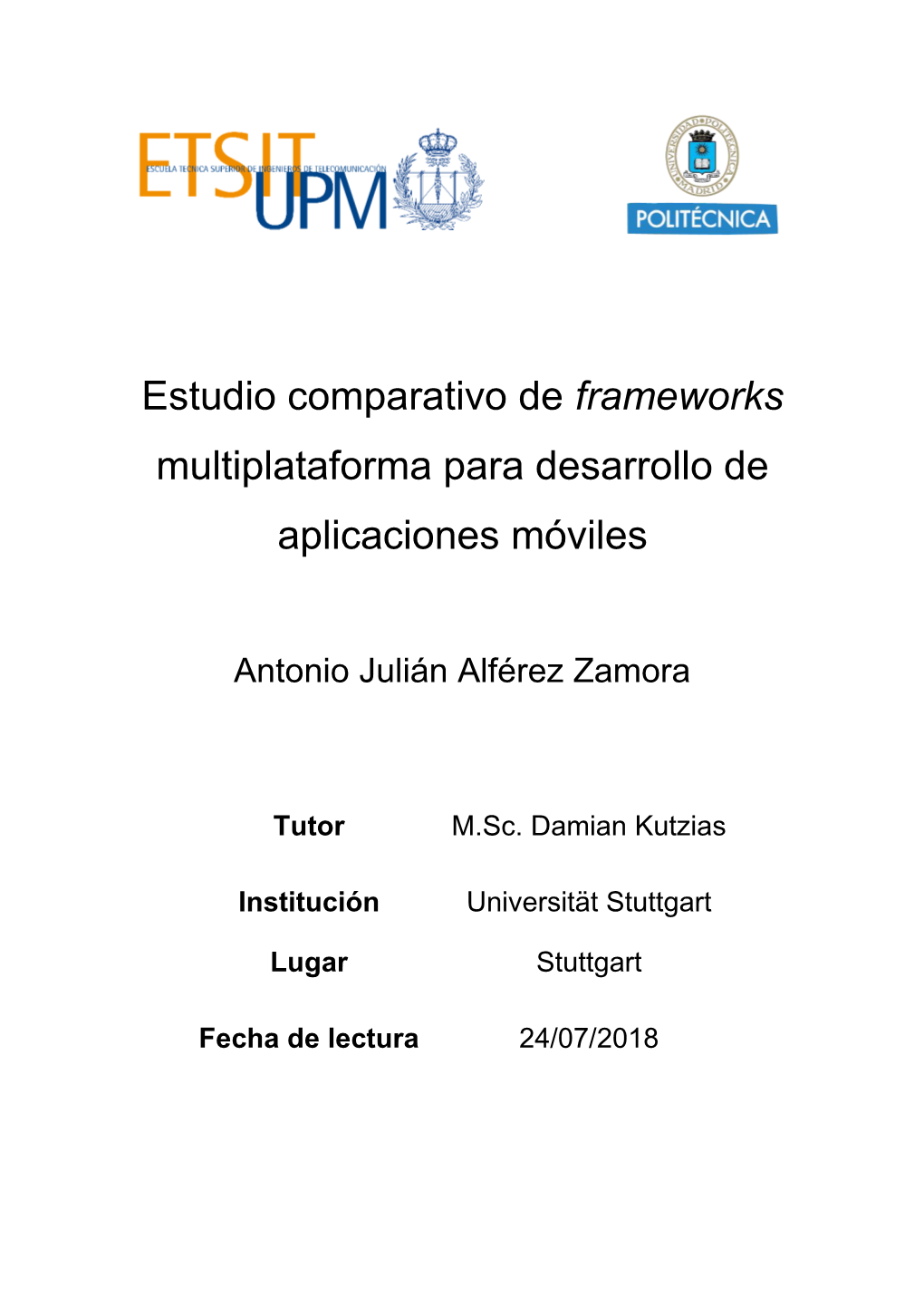 Estudio Comparativo De Frameworks Multiplataforma Para Desarrollo De Aplicaciones Móviles