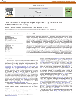 Structure–Function Analysis of Herpes Simplex Virus Glycoprotein B with Fusion-From-Without Activity