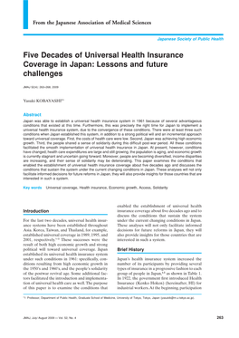 Five Decades of Universal Health Insurance Coverage in Japan: Lessons and Future Challenges