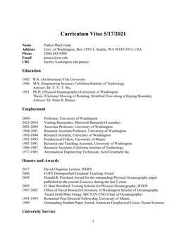 Curriculum Vitae 5/17/2021