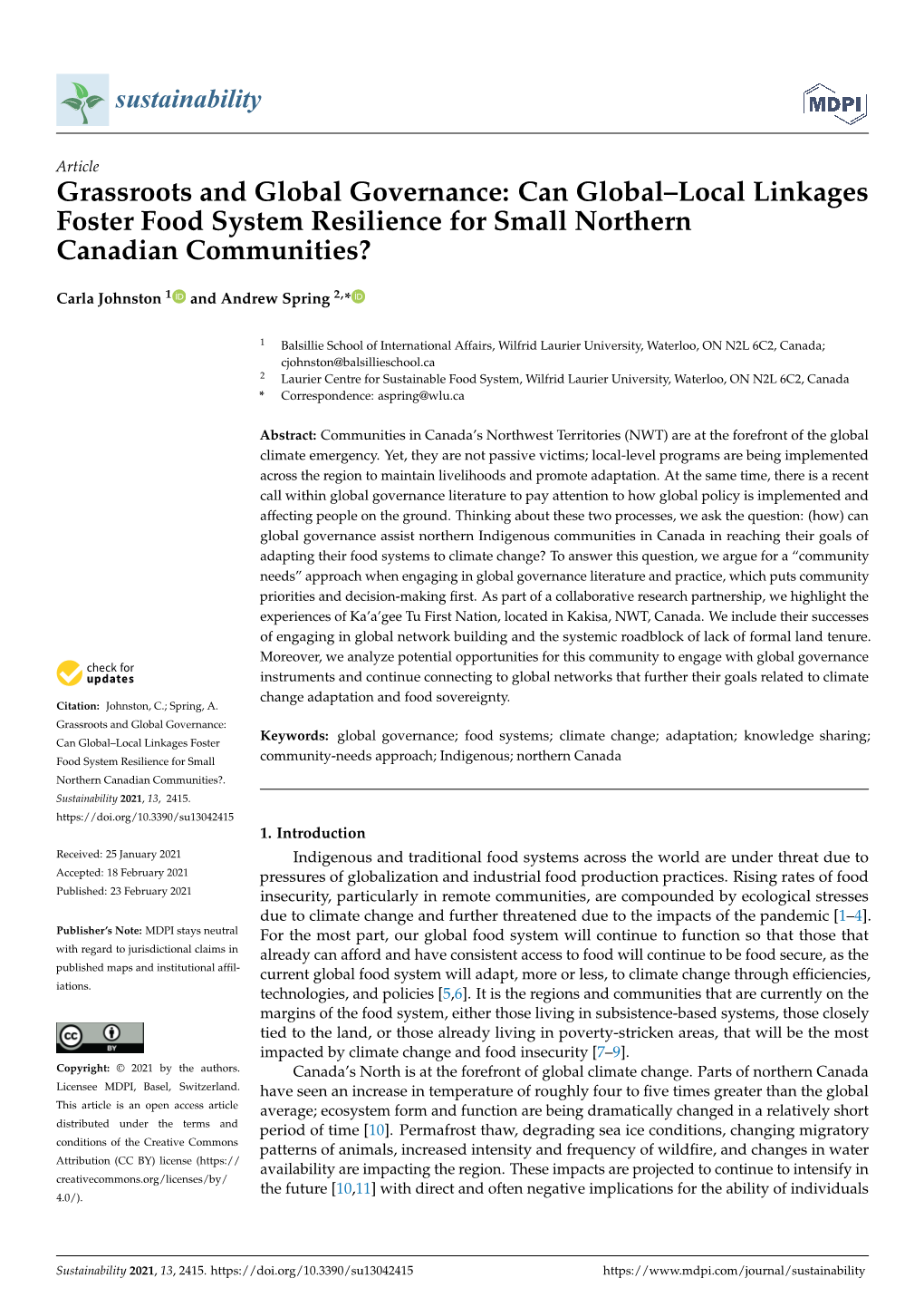 Grassroots And Global Governance Can Globallocal Linkages Foster Food System Resilience For 8512