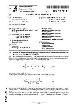 Process for Producing 6-Methyl-3-Hepten-2-One and 6-Methyl-2-Heptanone Analogues, and Process for Producing Phyton Or Isophytol