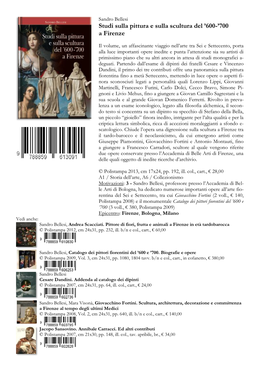 Studi Sulla Pittura E Sulla Scultura Del ’600-’700 a Firenze