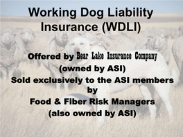 Working Dog Liability Insurance (WDLI)