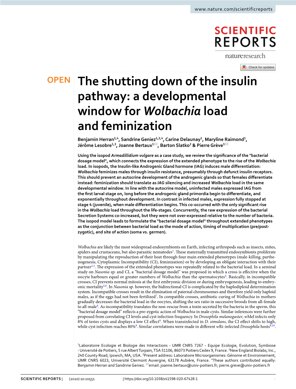 A Developmental Window for Wolbachia Load And