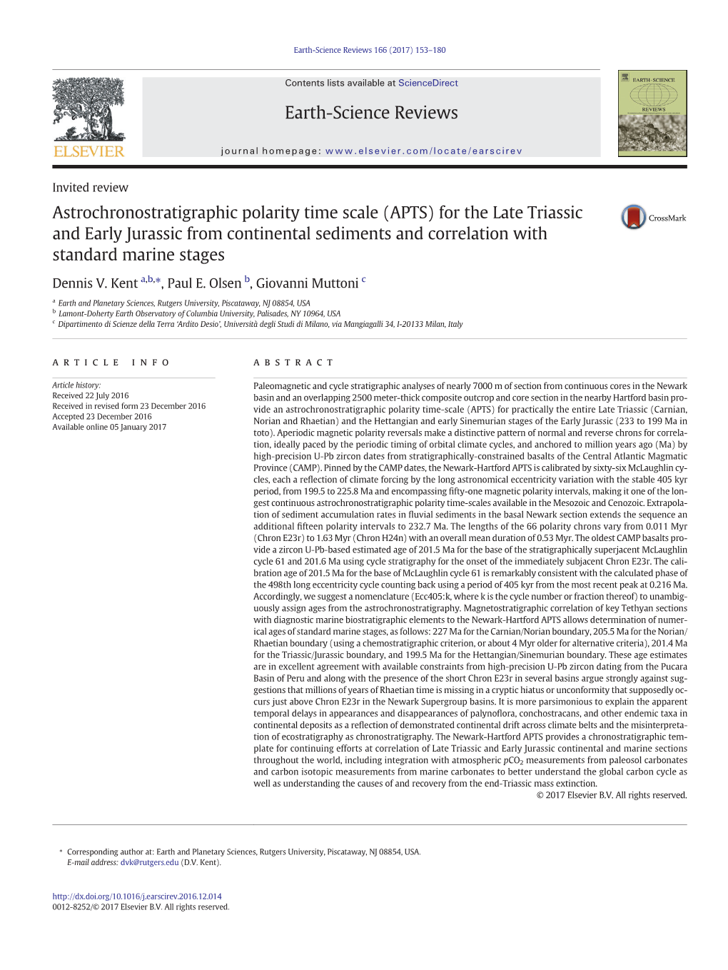 Astrochronostratigraphic Polarity Time Scale (APTS) for the Late Triassic and Early Jurassic from Continental Sediments and Correlation with Standard Marine Stages