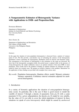 A Nonparametric Estimator of Heterogeneity Variance with Applications to SMR- and Proportion-Data