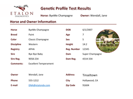 Gene C Profile Test Results