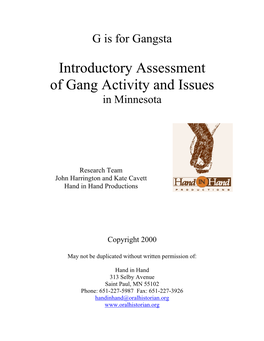 Introductory Assessment of Gang Activity and Issues in Minnesota