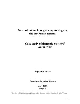 Case Study of Domestic Workers' Organizing