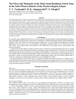 The Flora and Mammals of the Moist Semi-Deciduous Forest Zone in the Sefwi-Wiawso District of the Western Region, Ghana V