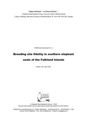 Breeding Site Fidelity in Southern Elephant Seals of the Falkland Islands