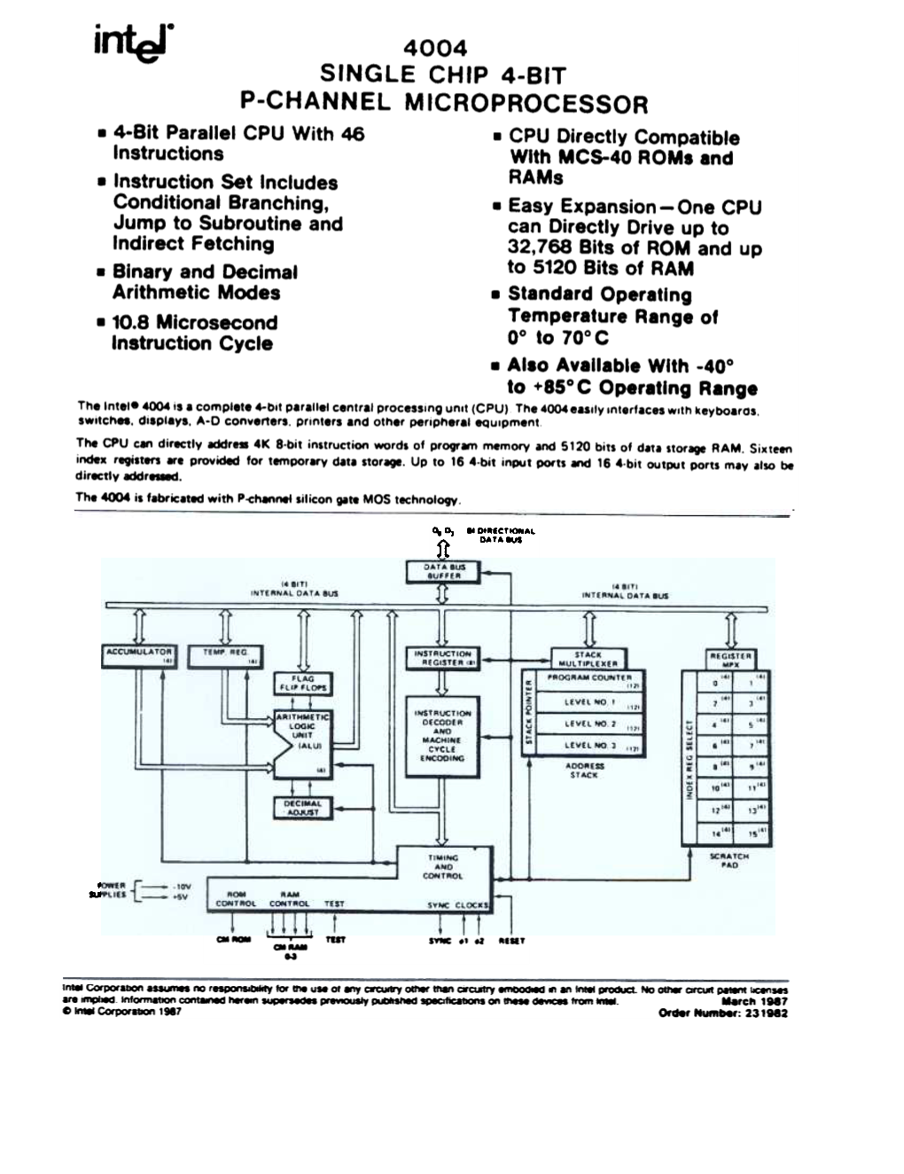 Intel 4004 Datasheet