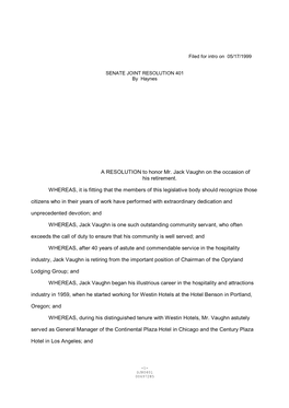 A RESOLUTION to Honor Mr. Jack Vaughn on the Occasion of His Retirement
