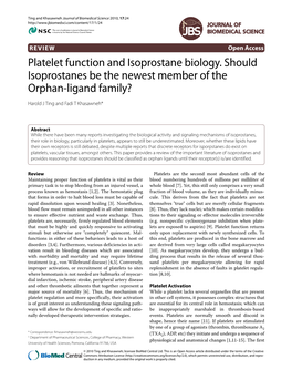 Platelet Function and Isoprostane Biology. Should Isoprostanes Be the Newest Member of the Orphan-Ligand Family?