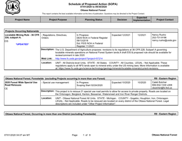 Schedule of Proposed Action (SOPA) 07/01/2020 to 09/30/2020 Ottawa National Forest This Report Contains the Best Available Information at the Time of Publication