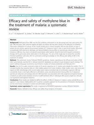 Efficacy and Safety of Methylene Blue in the Treatment of Malaria: a Systematic Review G