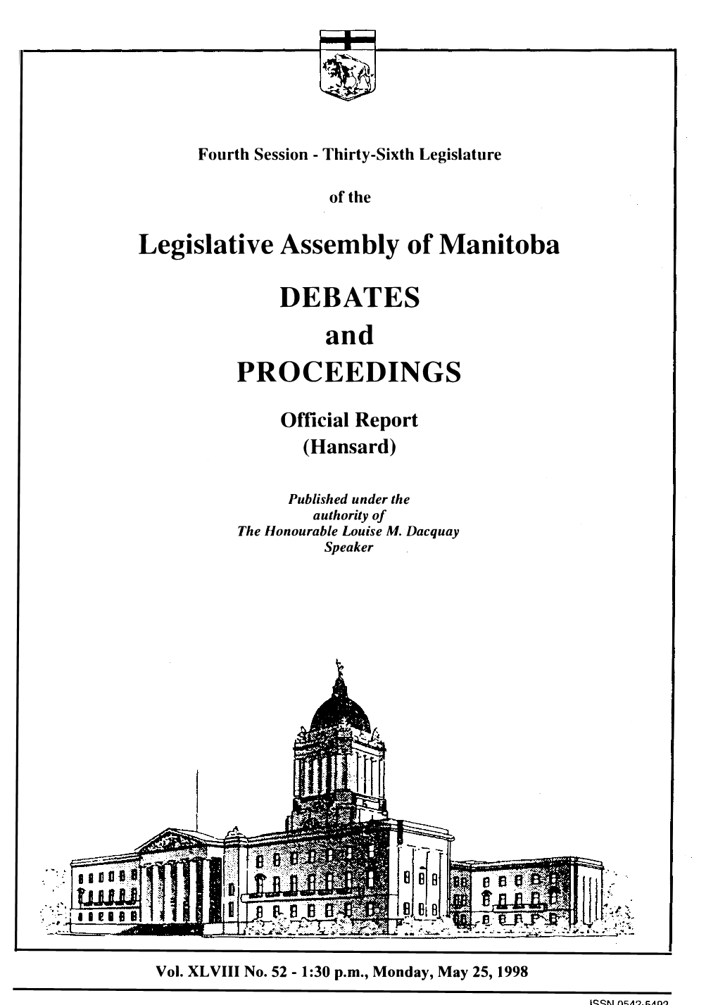 Legislative Assembly of Manitoba DEBATES