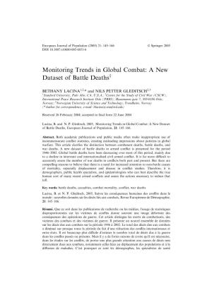 Monitoring Trends in Global Combat: a New Dataset of Battle Deathsz