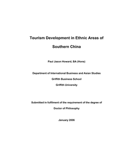 Tourism Development in Ethnic Areas of Southern China