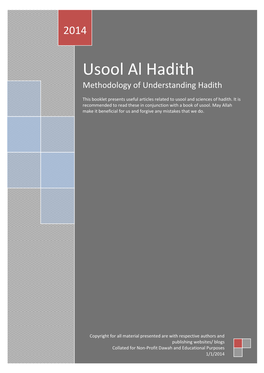 Usool Al Hadith Methodology of Understanding Hadith