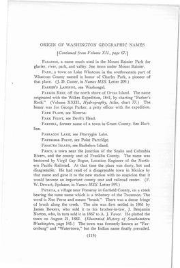 ORIGIN of WASHINGTON GEOGRAPHIC NAMES [Continued from Vohtme XII., Page 67.]