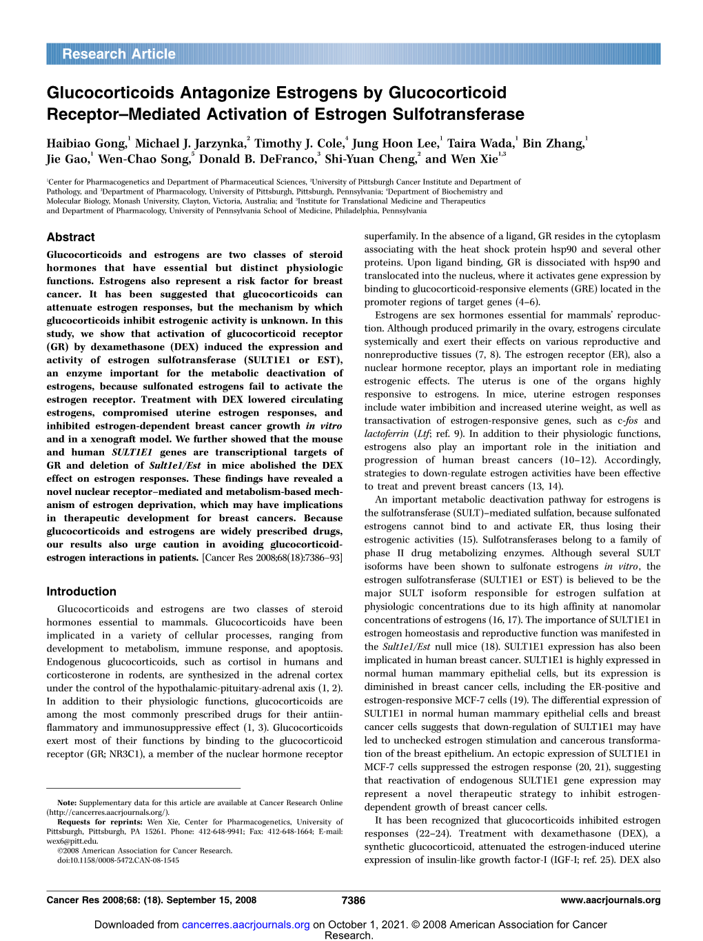 Mediated Activation of Estrogen Sulfotransferase