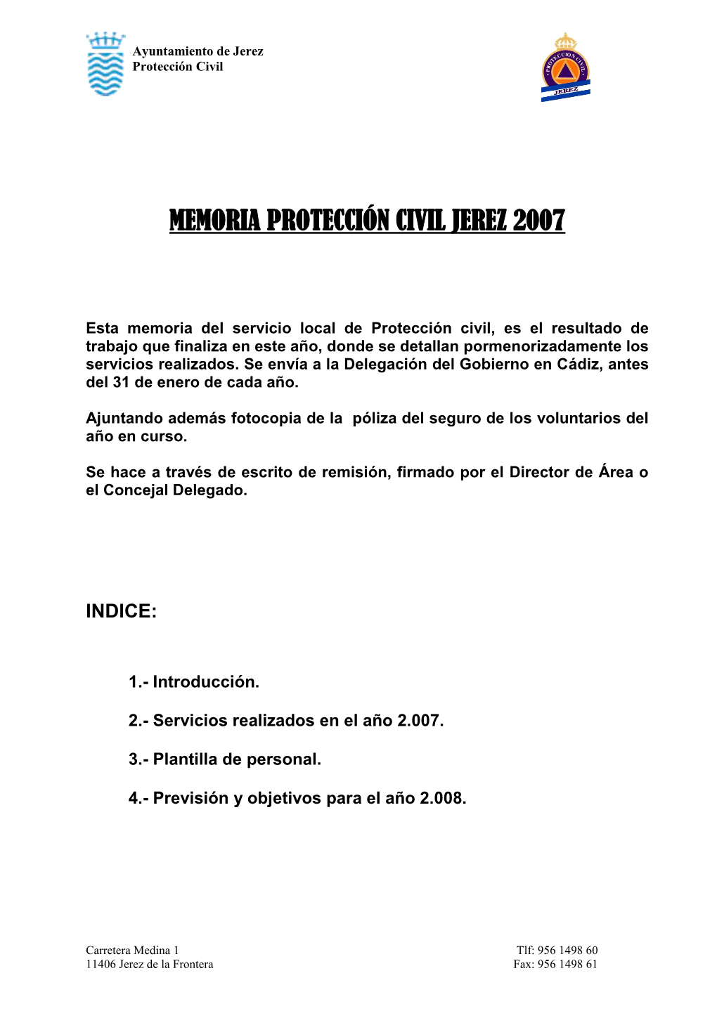 Memoria Protección Civil Jerez 2007