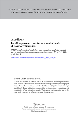 Local Lyapunov Exponents and a Local Estimate of Hausdorff Dimension M2AN