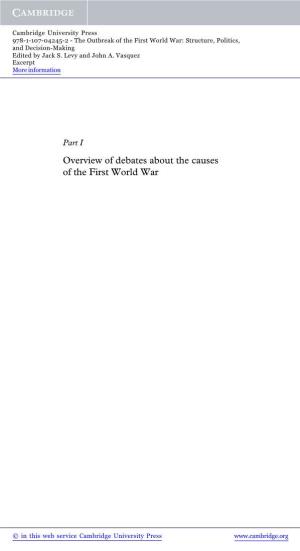 Overview of Debates About the Causes of the First World War