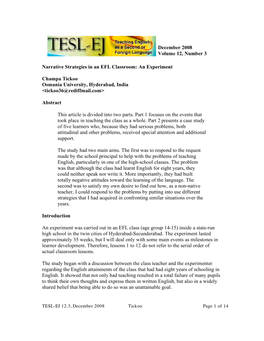 December 2008 Volume 12, Number 3 Narrative Strategies in an EFL