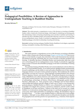Pedagogical Possibilities: a Review of Approaches to Undergraduate Teaching in Buddhist Studies