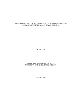 An Audience Study on the Data Visualizations of Online News Regarding the Pork Barrel Scam in 2013-2014