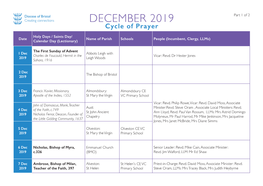 DECEMBER 2019 Part 1 of 2 Cycle of Prayer