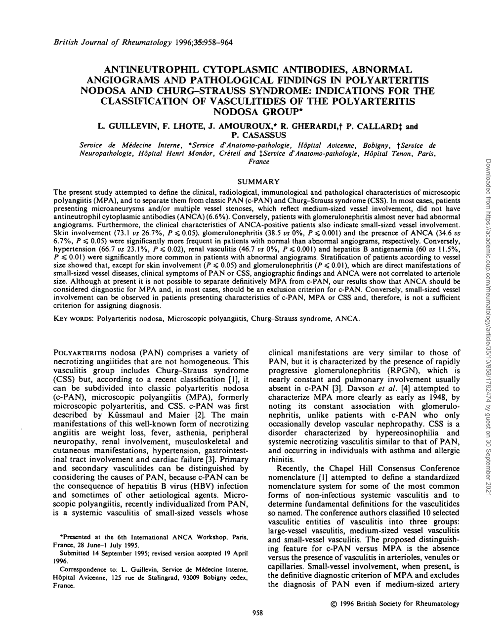 Antineutrophil Cytoplasmic Antibodies, Abnormal