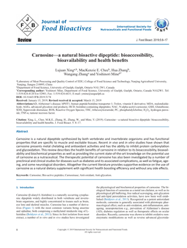 Carnosine—A Natural Bioactive Dipeptide: Bioaccessibility, Bioavailability and Health Benefits