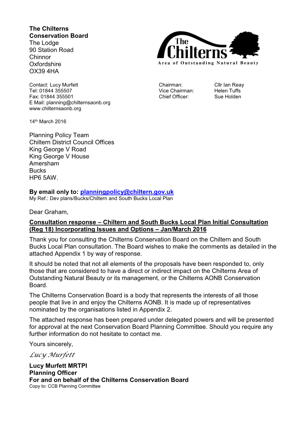 Board's Response to Chiltern and South Bucks Local Plan