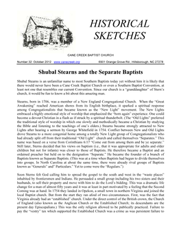 Shubal Stearns and the Separate Baptists