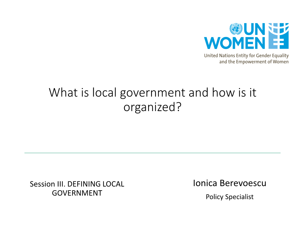 UN Women: What Is Local Government and How Is It