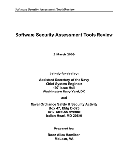Software Security Assessment Tools Review