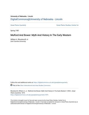Mulford and Bower: Myth and History in the Early Western